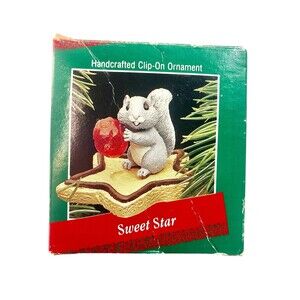 1988 Hallmark  Ornament Squirrel w Cherry Sweet Star Vintage